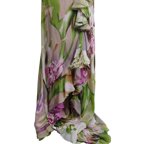 MUSANI COUTURE 6 Floral ASYMMETRICAL Halter FAIRY Pink Princess Prom Maxi Dress - Picture 4 of 14